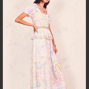 NWT LoveShackFancy Kennedy Dress Multi Tie Dye size 4